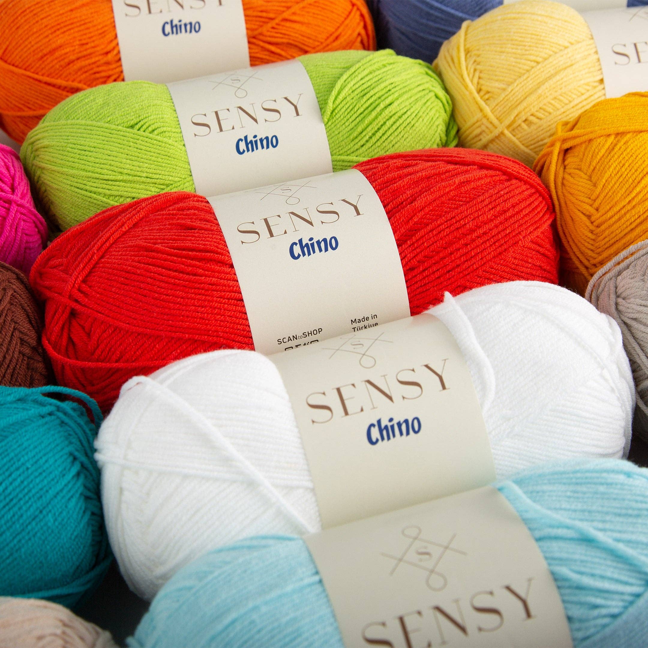 Sensy Chino Soft Cotton Yarn, 3.5 oz, 360 Yards, Gauge 2 Fin