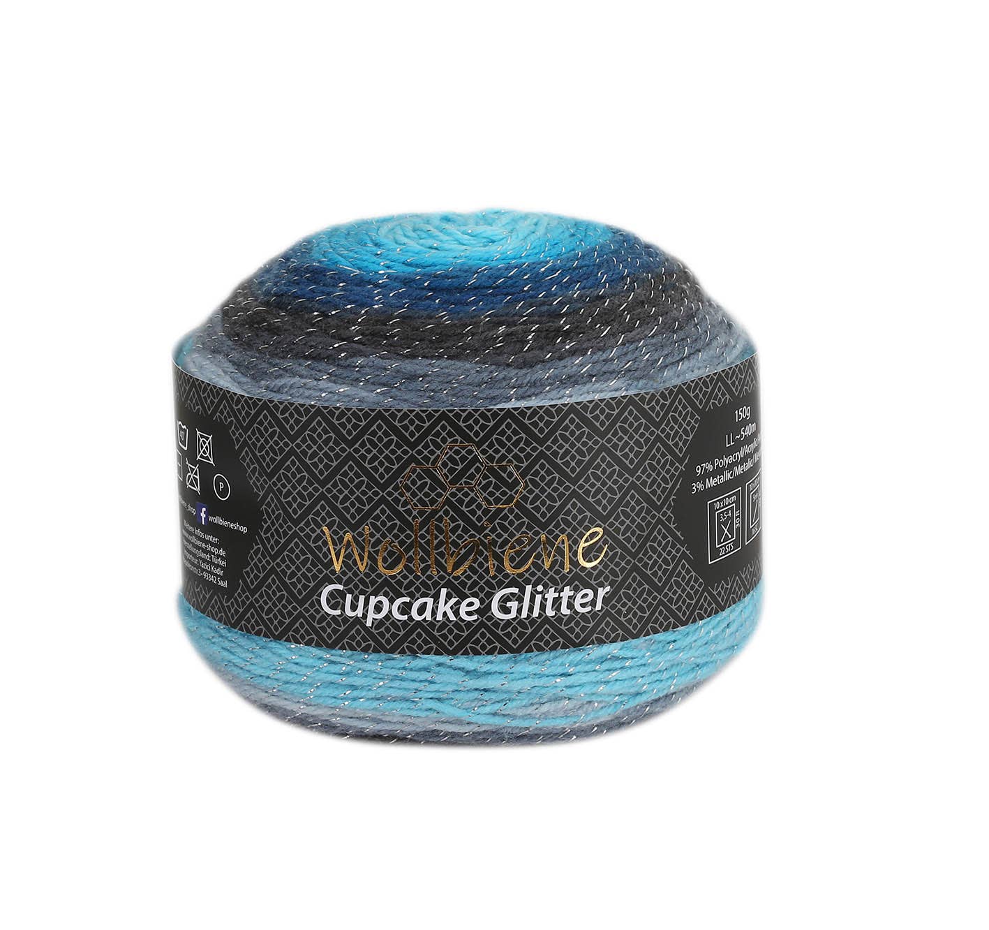 Woolly Bee Cupcake Glitter Gradient Wool Knitting Wool 150g