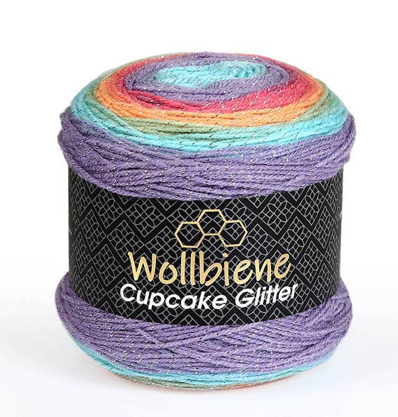 Woolly Bee Cupcake Glitter Gradient Wool Knitting Wool 150g