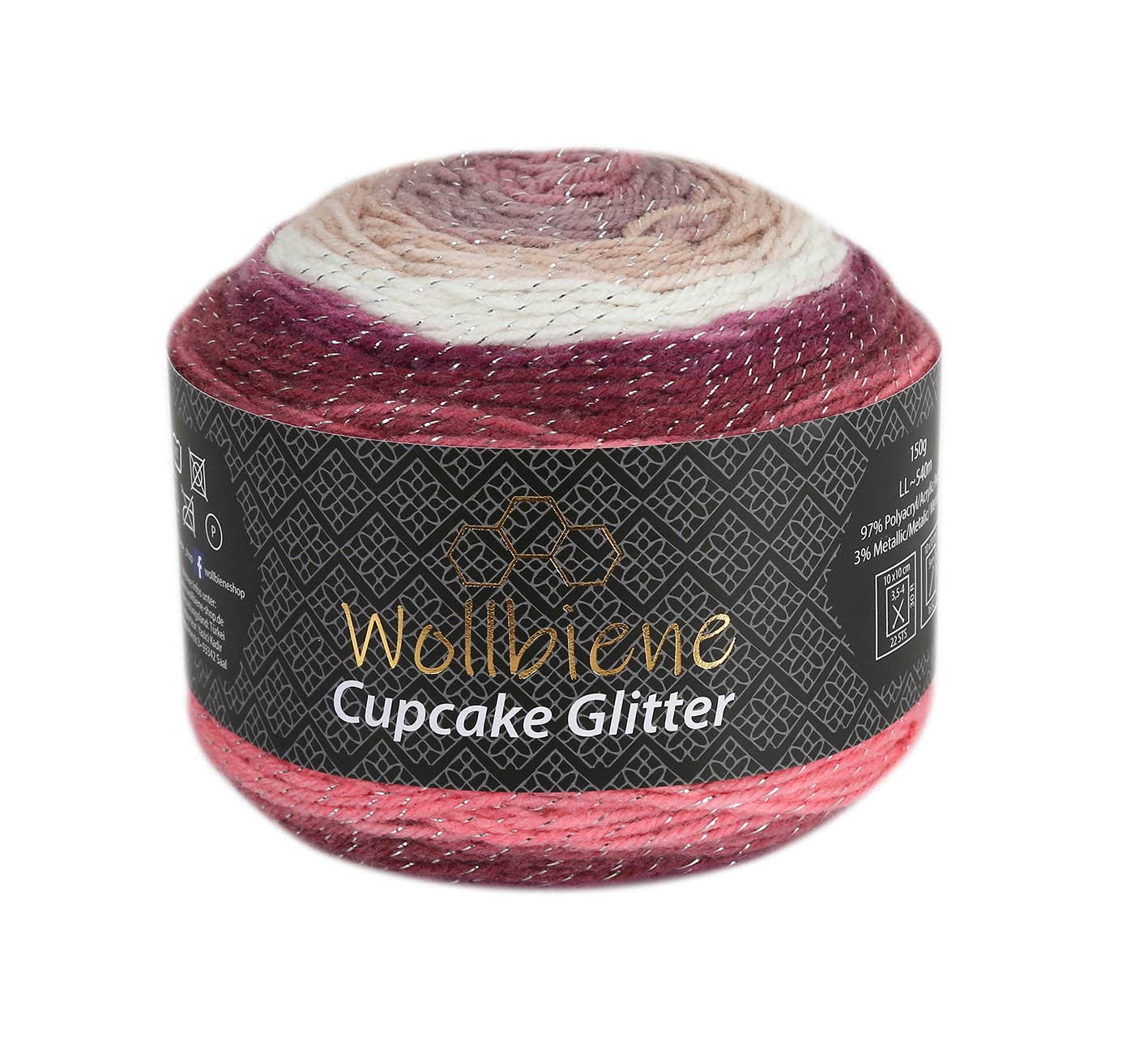 Woolly Bee Cupcake Glitter Gradient Wool Knitting Wool 150g