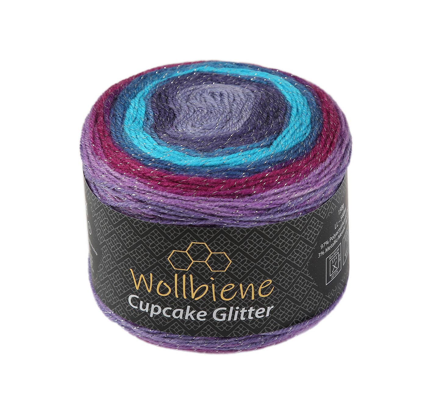 Woolly Bee Cupcake Glitter Gradient Wool Knitting Wool 150g