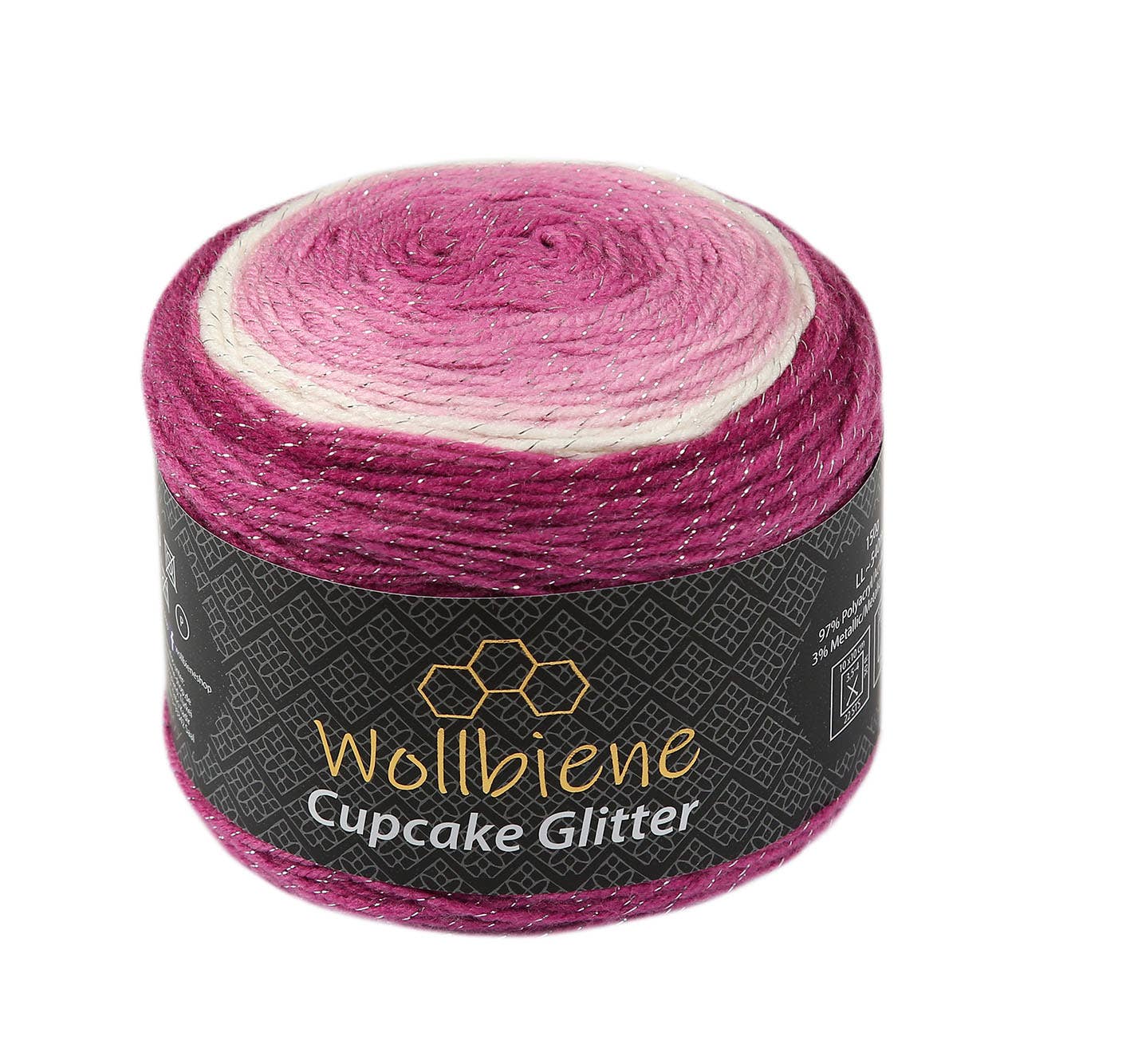Woolly Bee Cupcake Glitter Gradient Wool Knitting Wool 150g