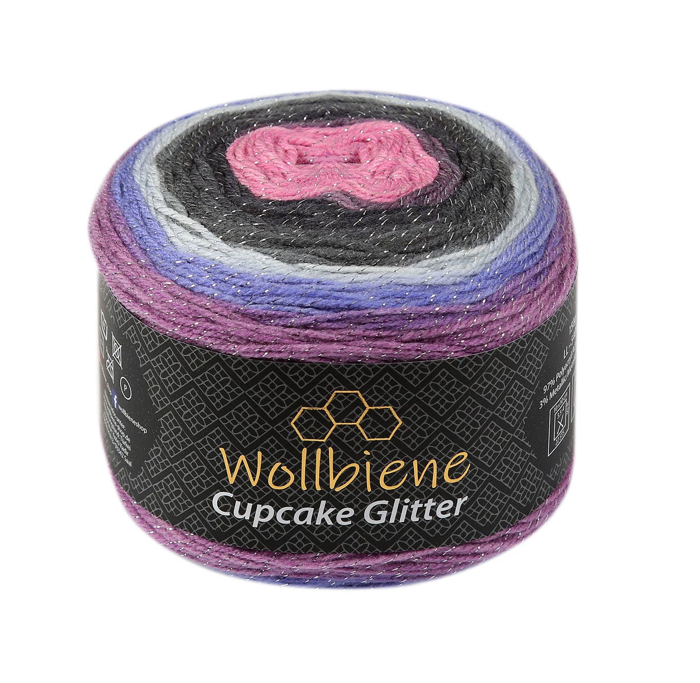Woolly Bee Cupcake Glitter Gradient Wool Knitting Wool 150g