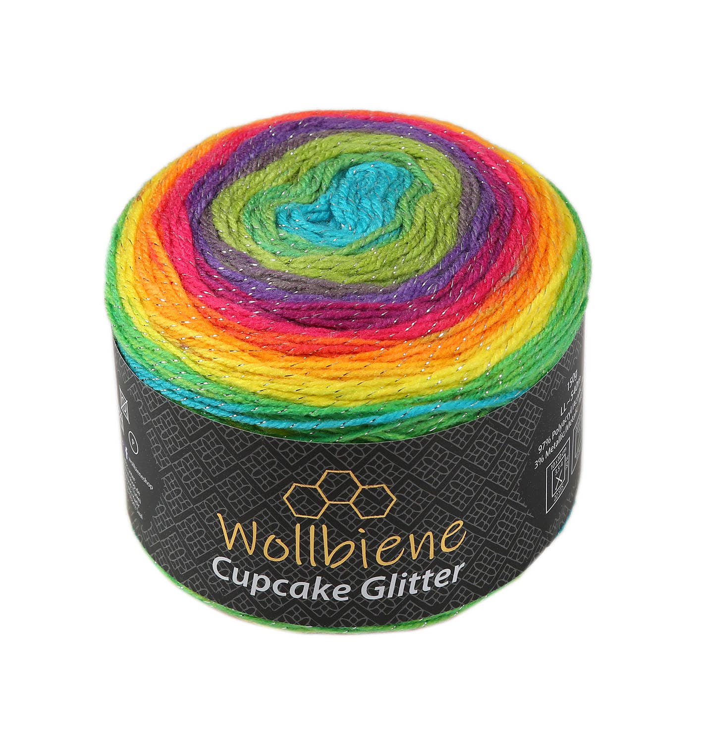 Woolly Bee Cupcake Glitter Gradient Wool Knitting Wool 150g