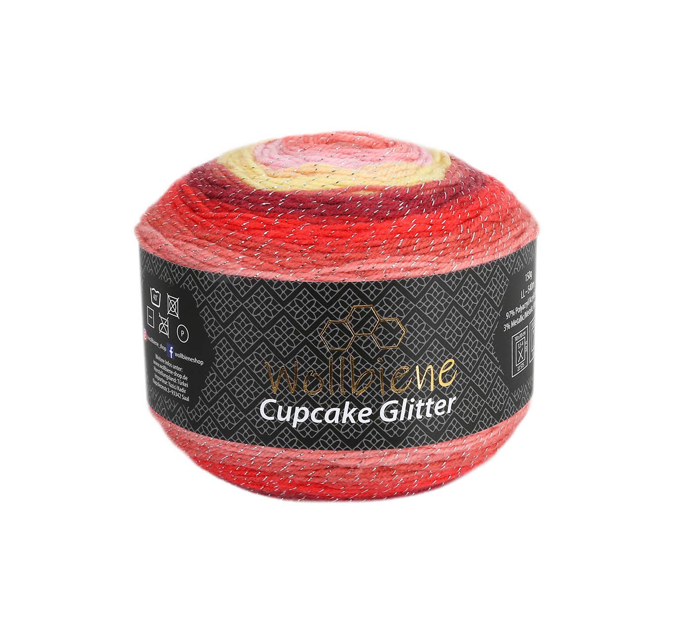 Woolly Bee Cupcake Glitter Gradient Wool Knitting Wool 150g