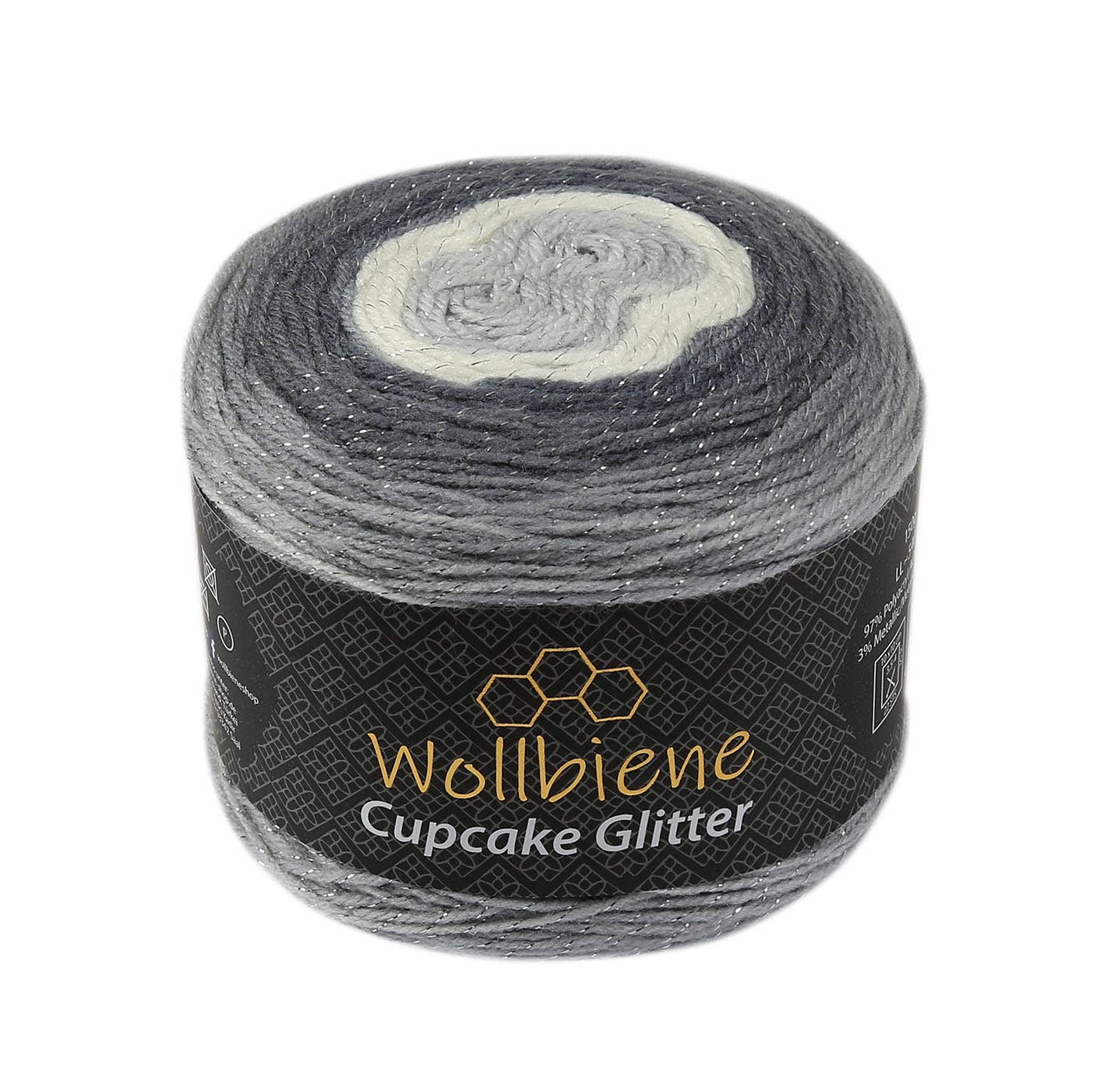 Woolly Bee Cupcake Glitter Gradient Wool Knitting Wool 150g