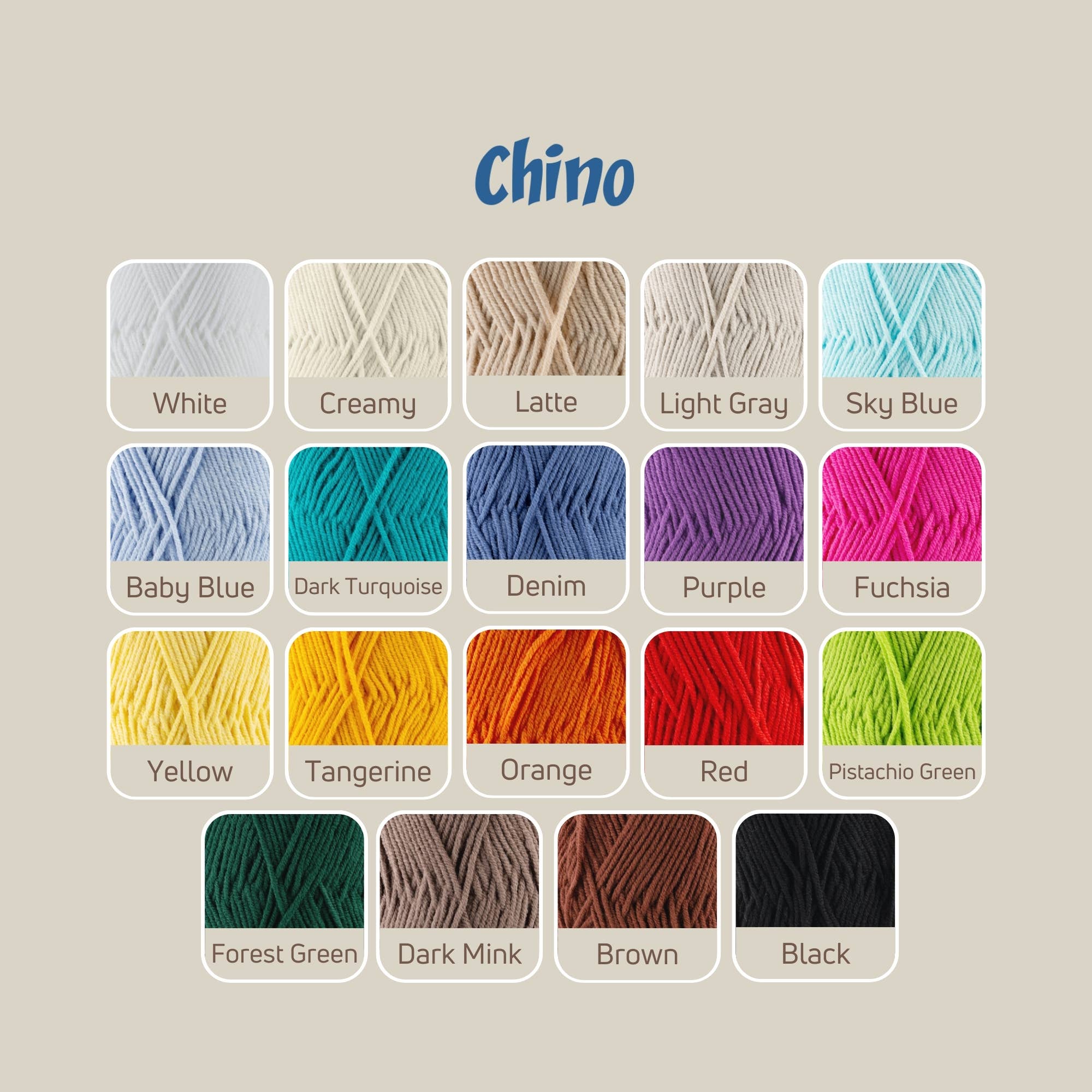 Sensy Chino Soft Cotton Yarn, 3.5 oz, 360 Yards, Gauge 2 Fin